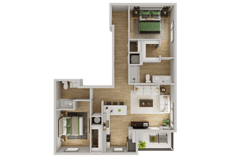 a 3d rendering of a floor plan of a house